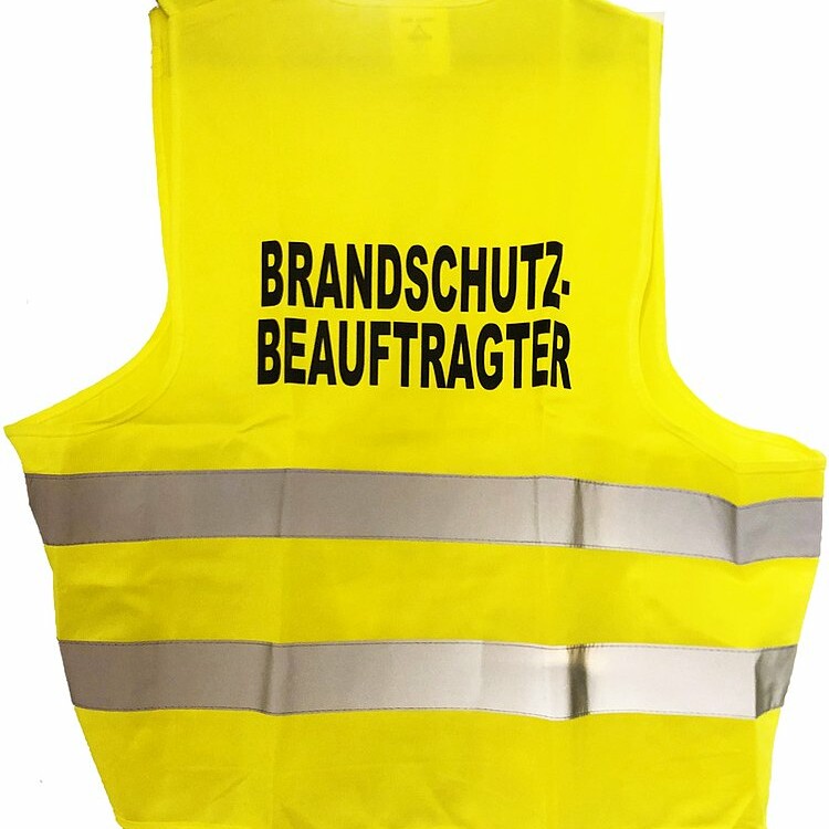 Warnüberwurf gelb mit Aufschrift