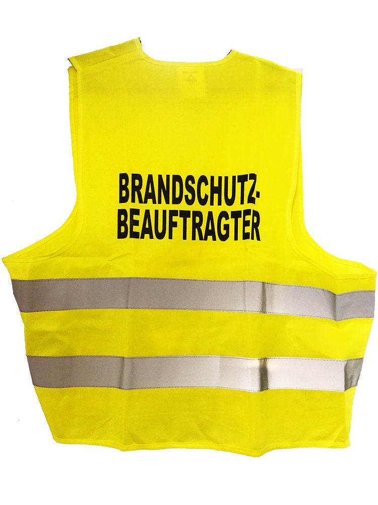 Warnüberwurf gelb mit Aufschrift